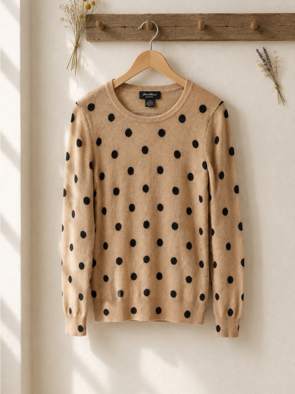 Lord & Taylor 100% Cashmere Polka Dot Crewneck Sweater - Size XS